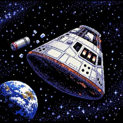 The Apollo 13 Command Module Odyssey in space - look at that beautiful spacecraft!!