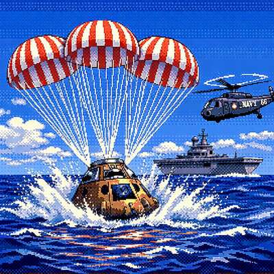 Apollo 13 splashdown - they made it home safely!! April 17, 1970